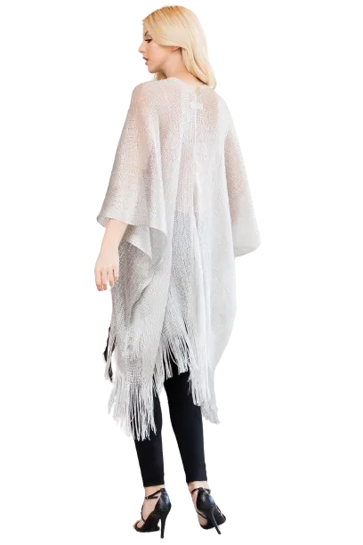 Silver Metallic Colored Tassel Beach Kimono - Pack of 6