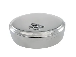 Silver Toned Textured Fishing Fly Pendant Oval Trinket Jewelry Box