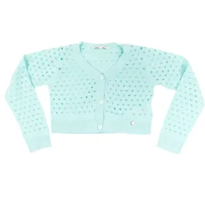 Silvian Heach - Girl Long Sleeve Crop Sweater Shawl Volturino, Aqua