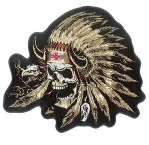 Skull Bonnet 5 Inch Patch - Iron On or Sew On, High-Quality Embroidered Patch
