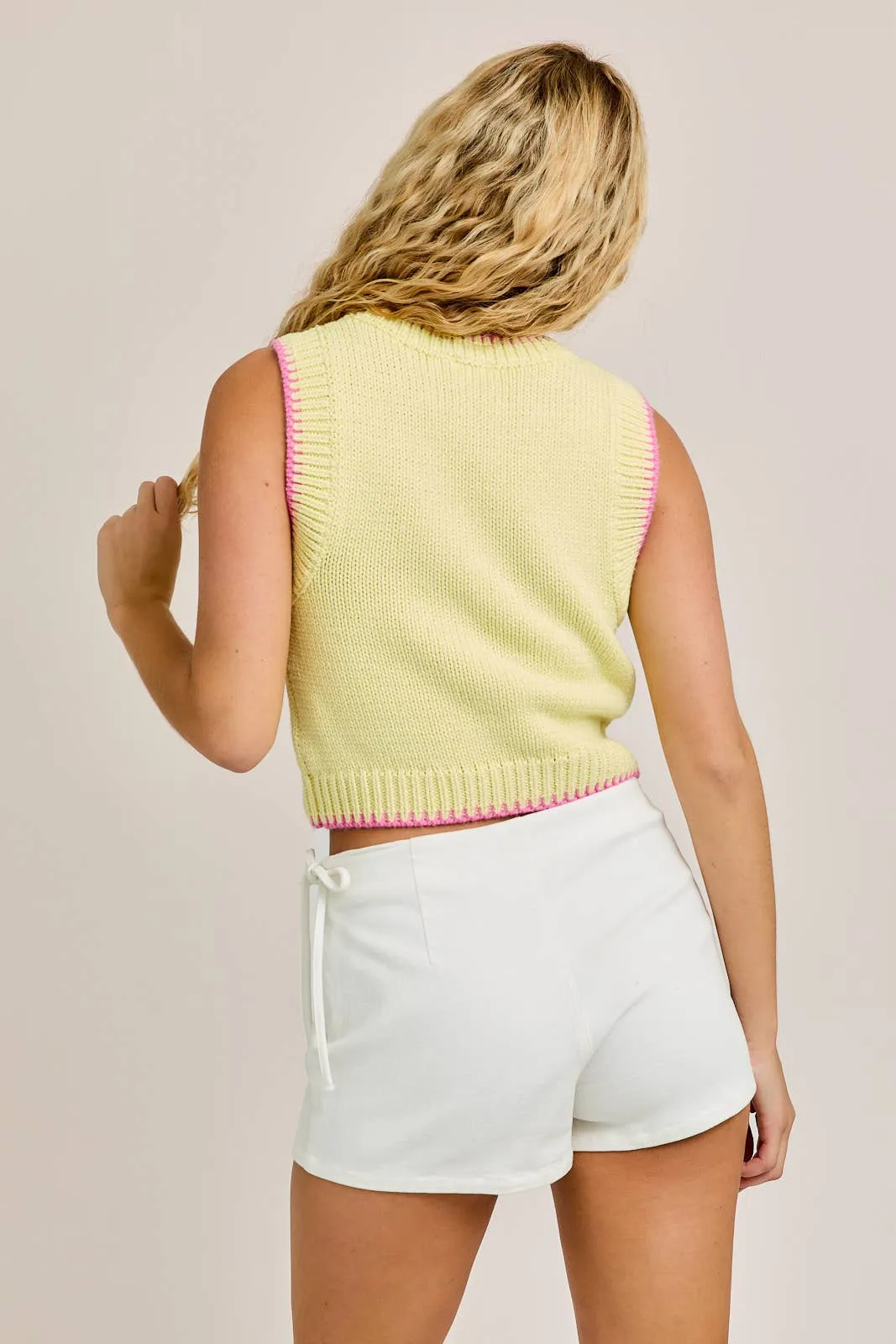 Sleeveless Crew Neck Sweater-M