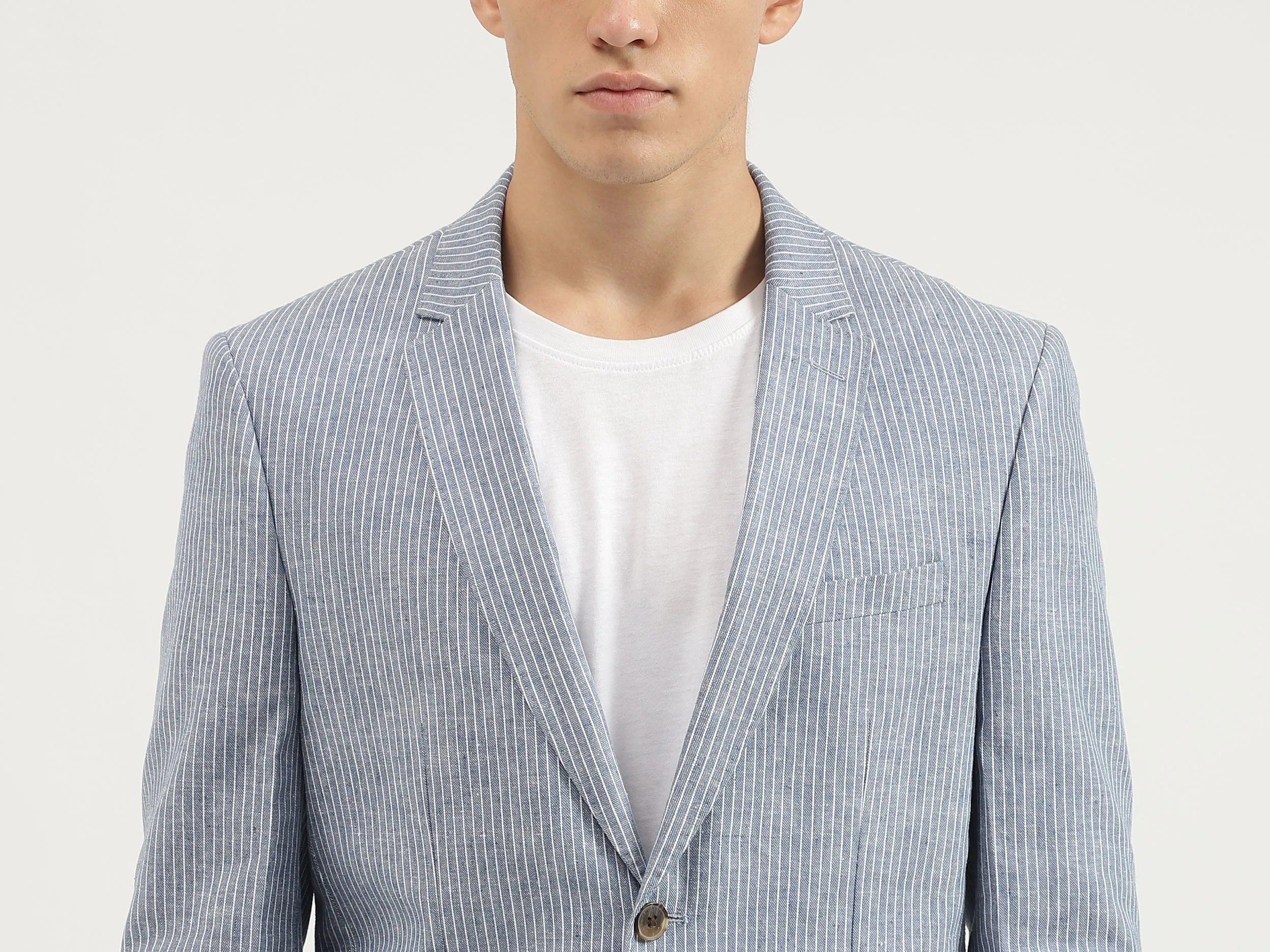 Slim Fit Lapel Collar Striped Blazer