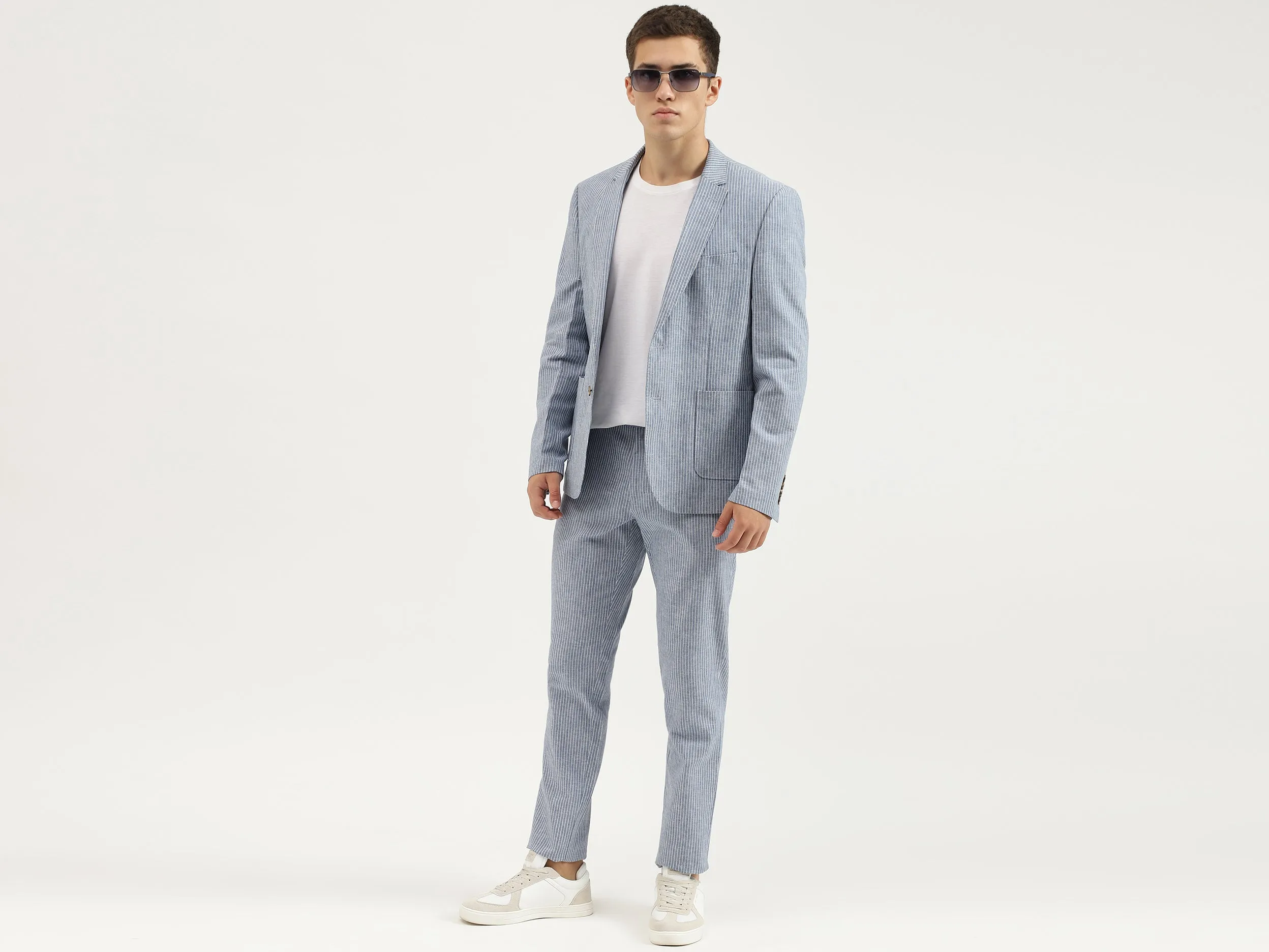 Slim Fit Lapel Collar Striped Blazer