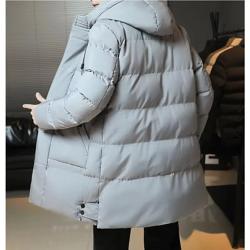 Slim Fit Men Hooded Casual Long Cotton Parkas Jackets
