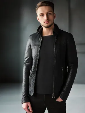 Slim Fit Sporty Leather Bomber Jackets for Men