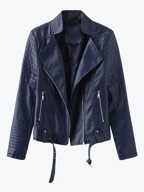 Slim Stand Collar Moto Jacket