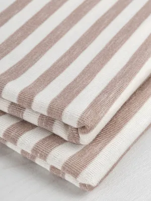 Soft Stripe Viscose Stretch Knit Deadstock - Beige   White