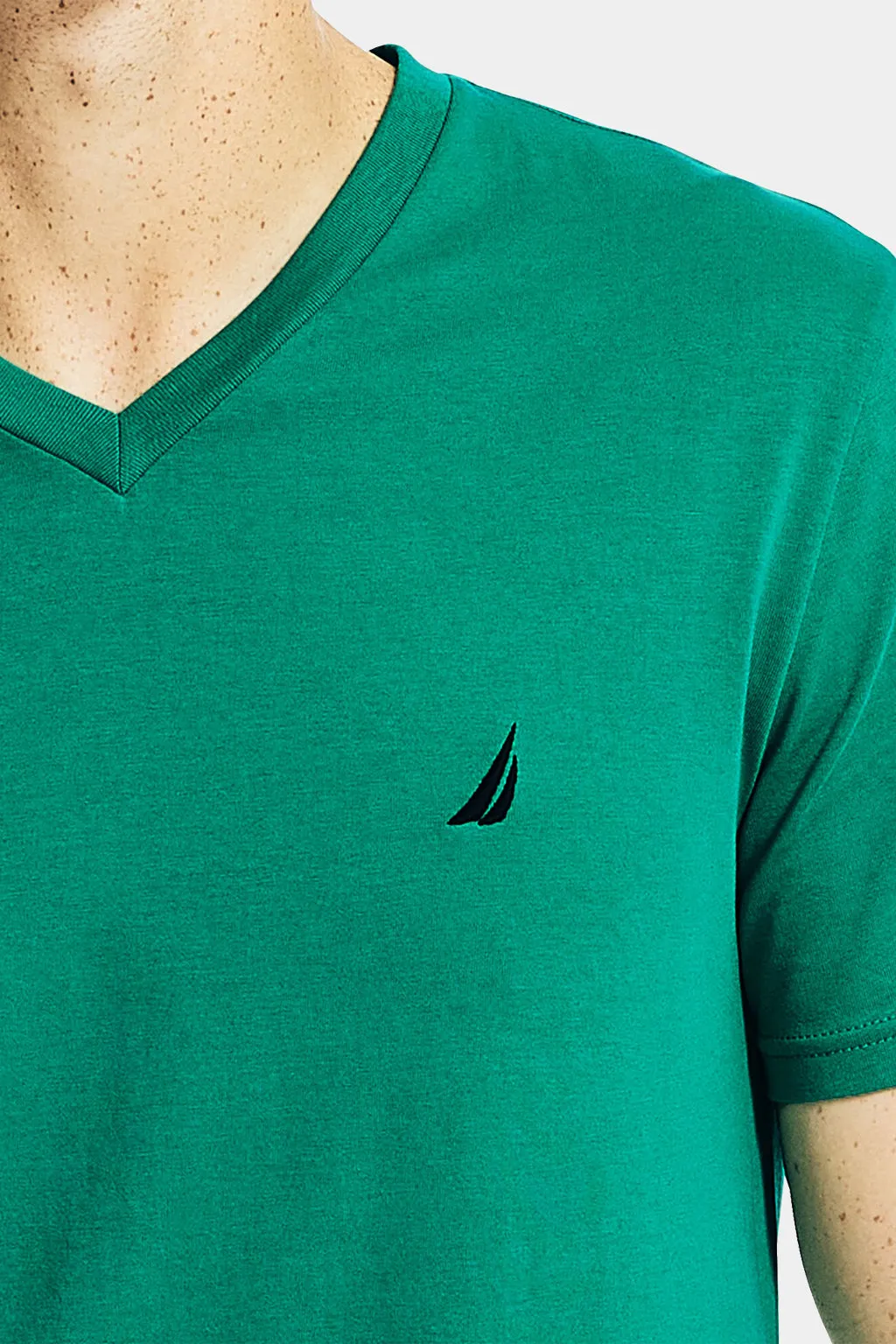 Solid Short Sleeve V- Neck Tee T-Shirt