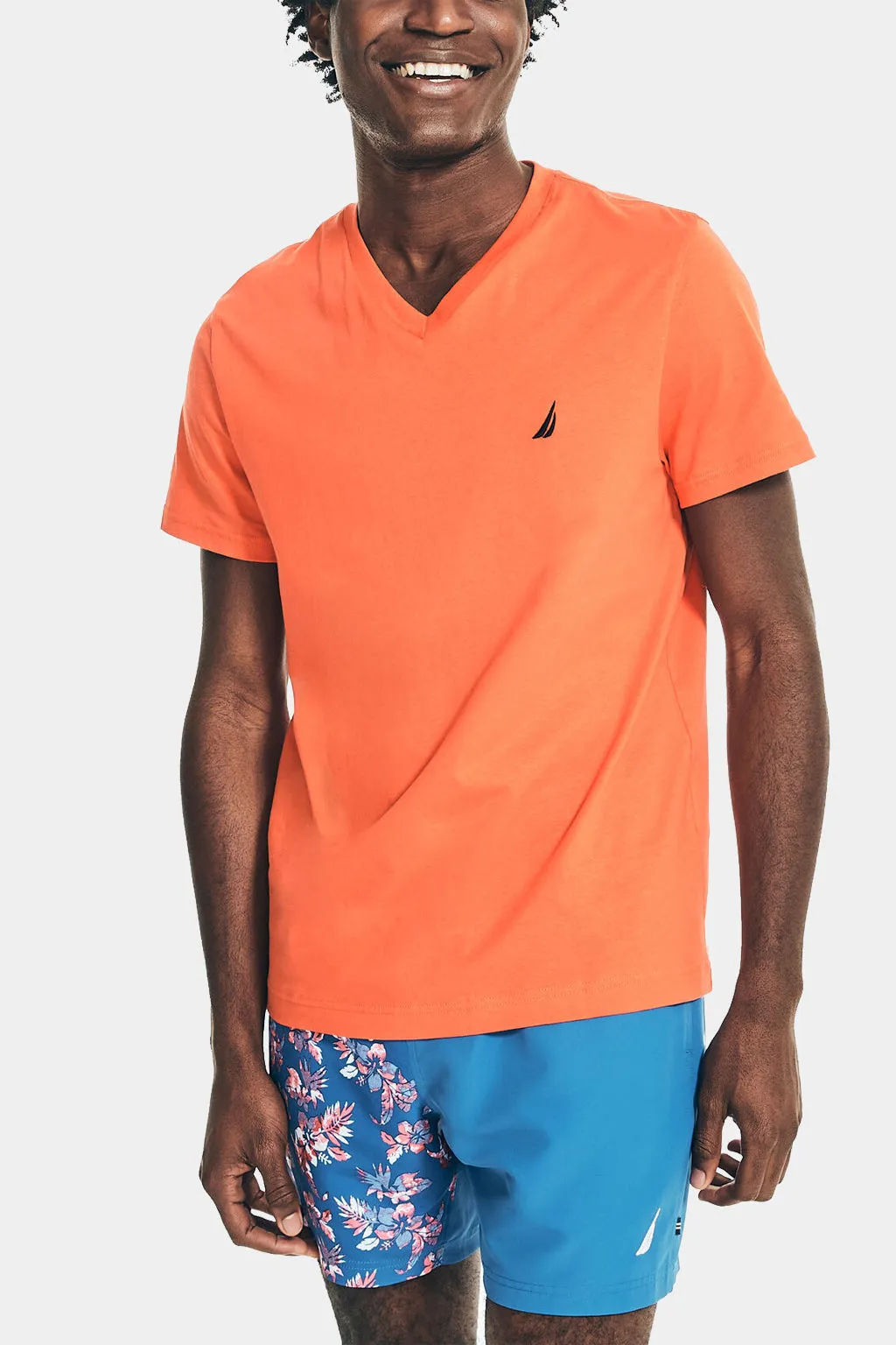 Solid Short Sleeve V- Neck Tee T-Shirt