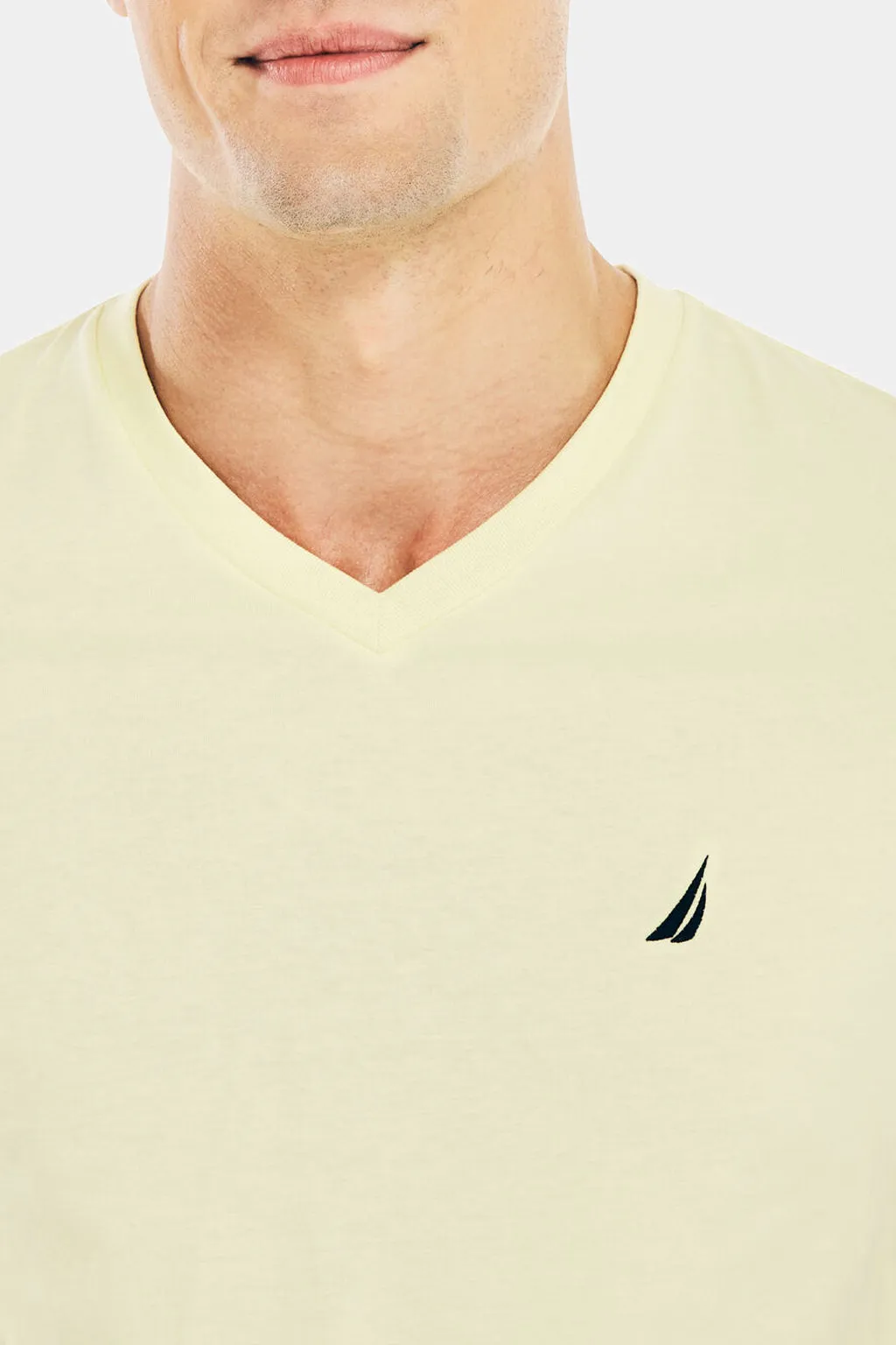 Solid Short Sleeve V- Neck Tee T-Shirt
