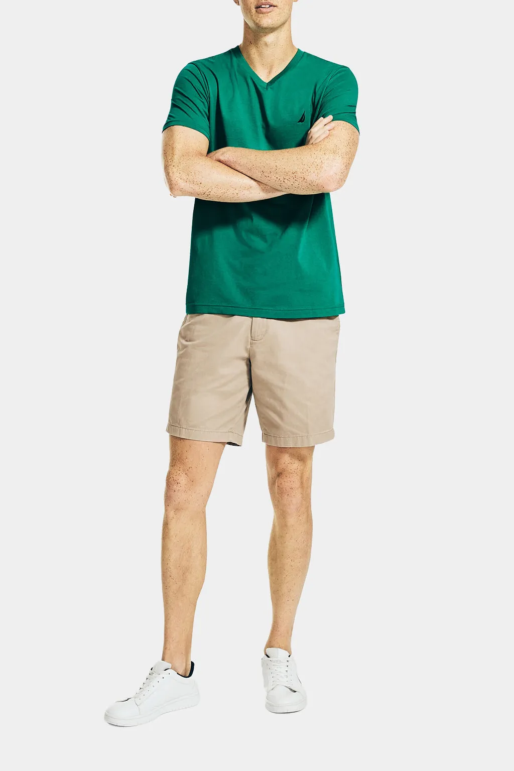 Solid Short Sleeve V- Neck Tee T-Shirt