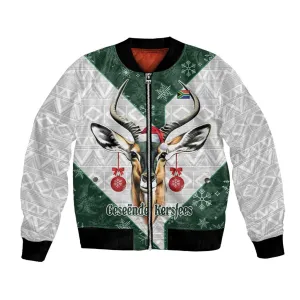 South Africa Springboks Christmas Bomber Jacket Bokke Santa - Geseende Kersfees LT14