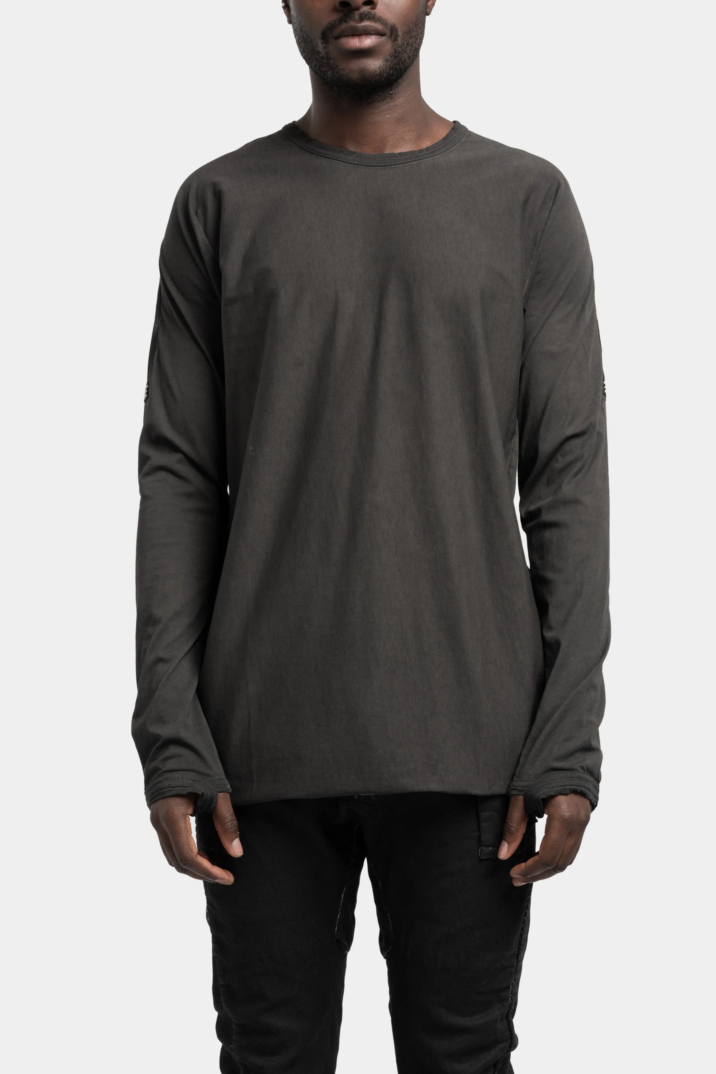 Stapled long sleeve t-shirt, Plomb grey