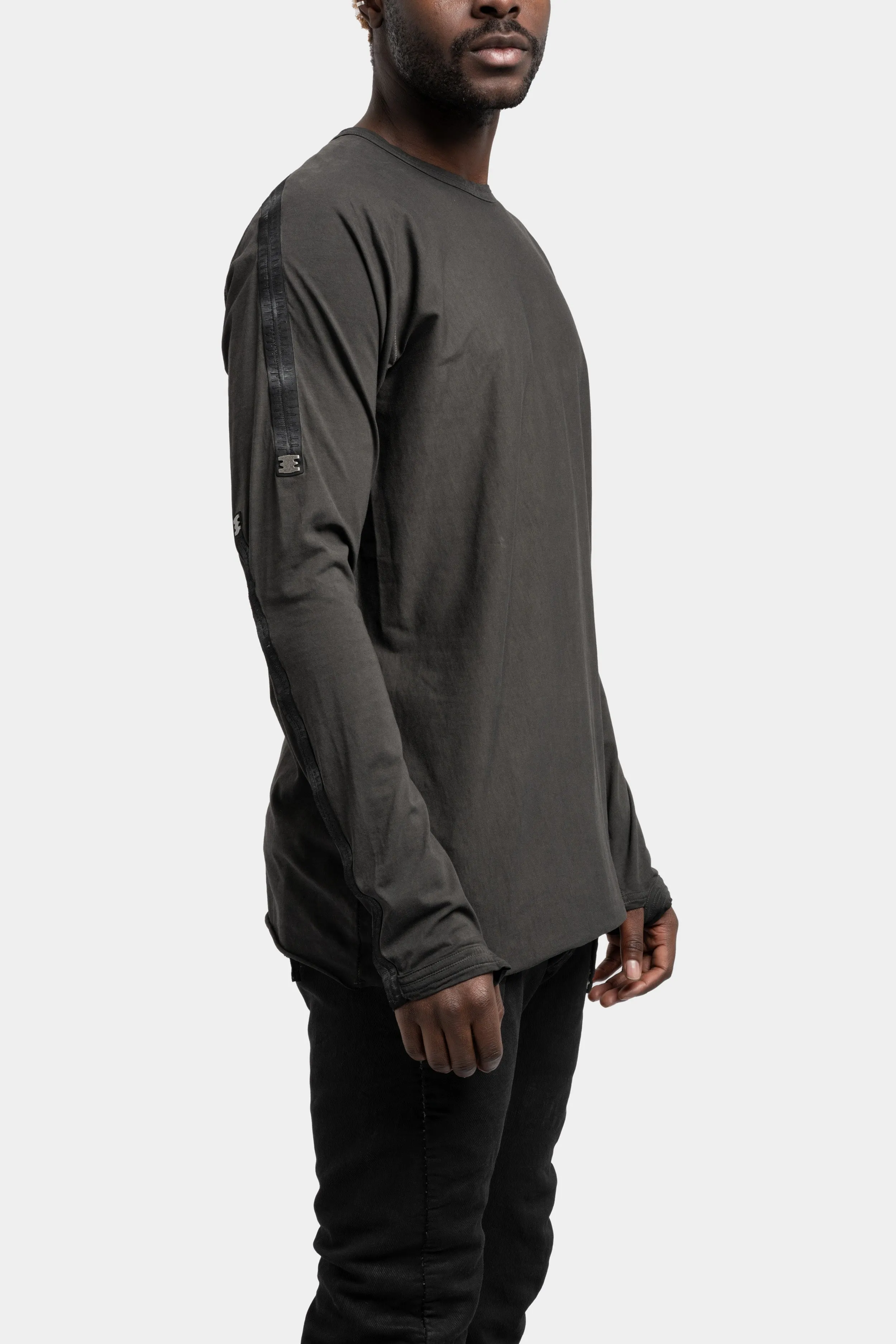 Stapled long sleeve t-shirt, Plomb grey