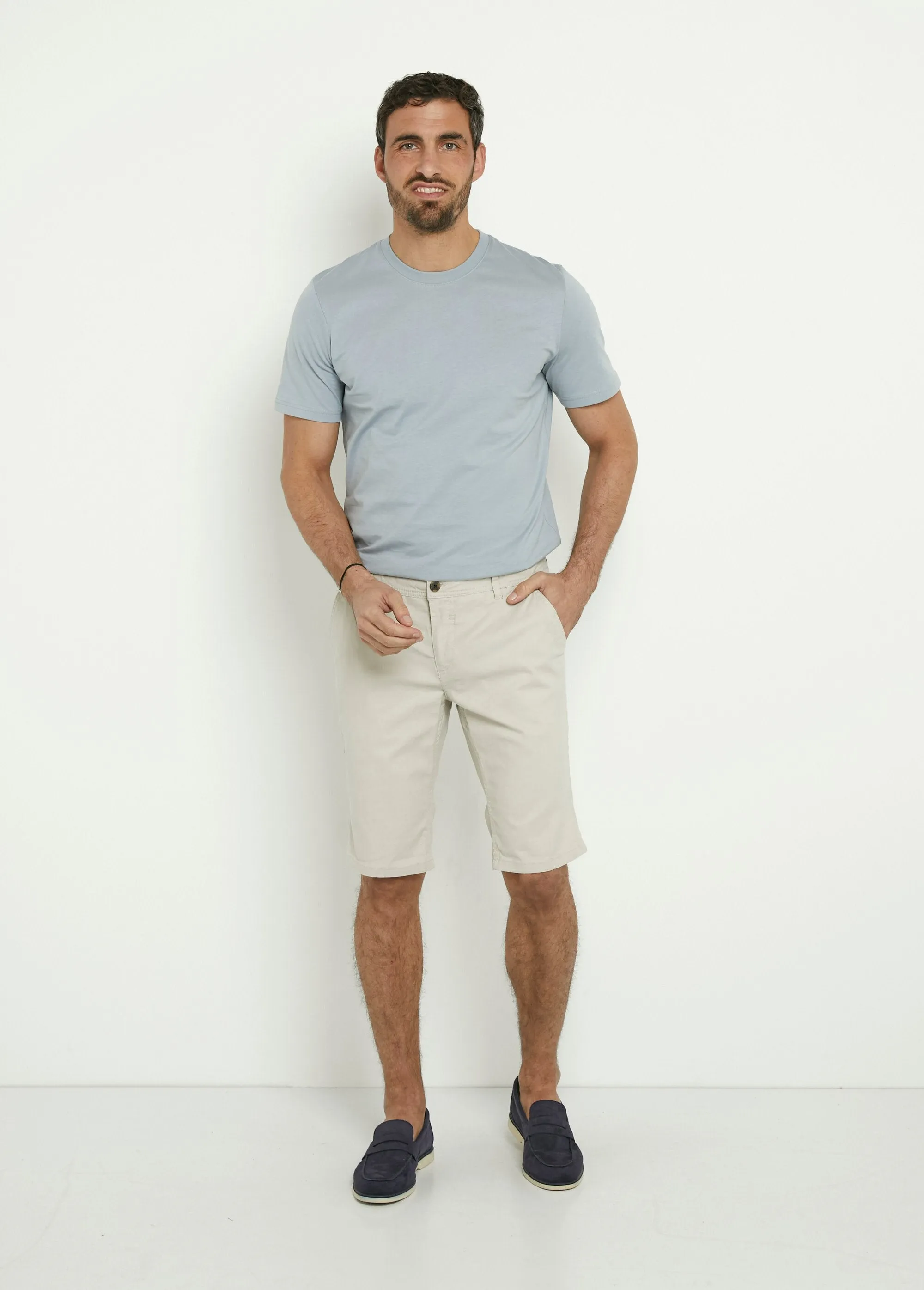 Stretch cotton canvas Bermuda shorts