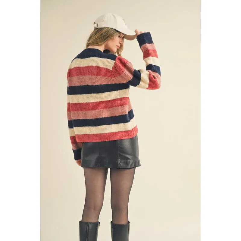 Striped Colorblock Pullover Sweater