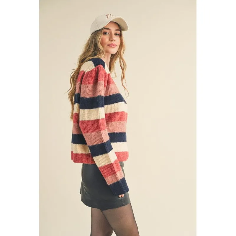 Striped Colorblock Pullover Sweater