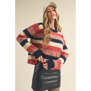 Striped Colorblock Pullover Sweater