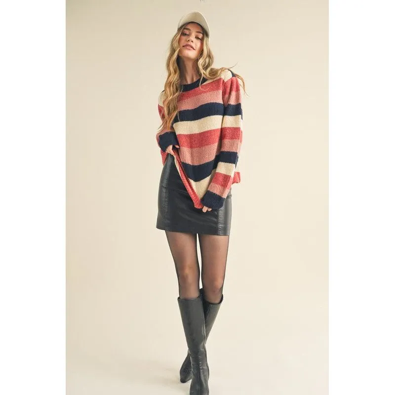 Striped Colorblock Pullover Sweater
