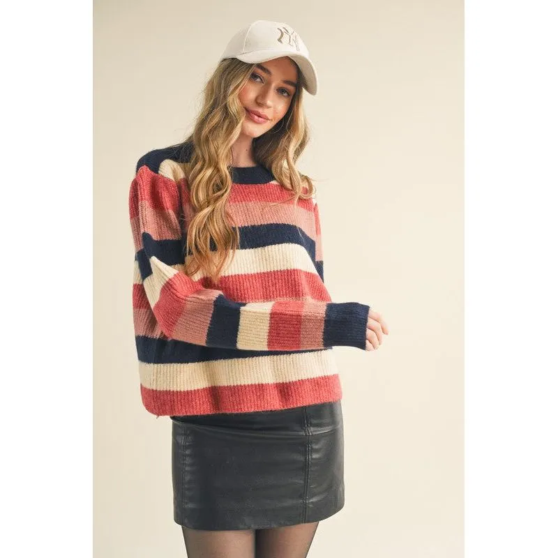 Striped Colorblock Pullover Sweater