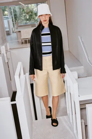 STRIPED CROPPED SLEEVE SWEATER