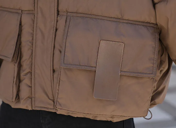 Stylish Solid Hooded Puffer Jacket for Women with Elastic Band Cuff