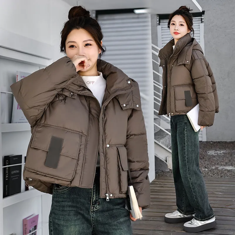Stylish Solid Hooded Puffer Jacket for Women with Elastic Band Cuff