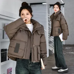 Stylish Solid Hooded Puffer Jacket for Women with Elastic Band Cuff