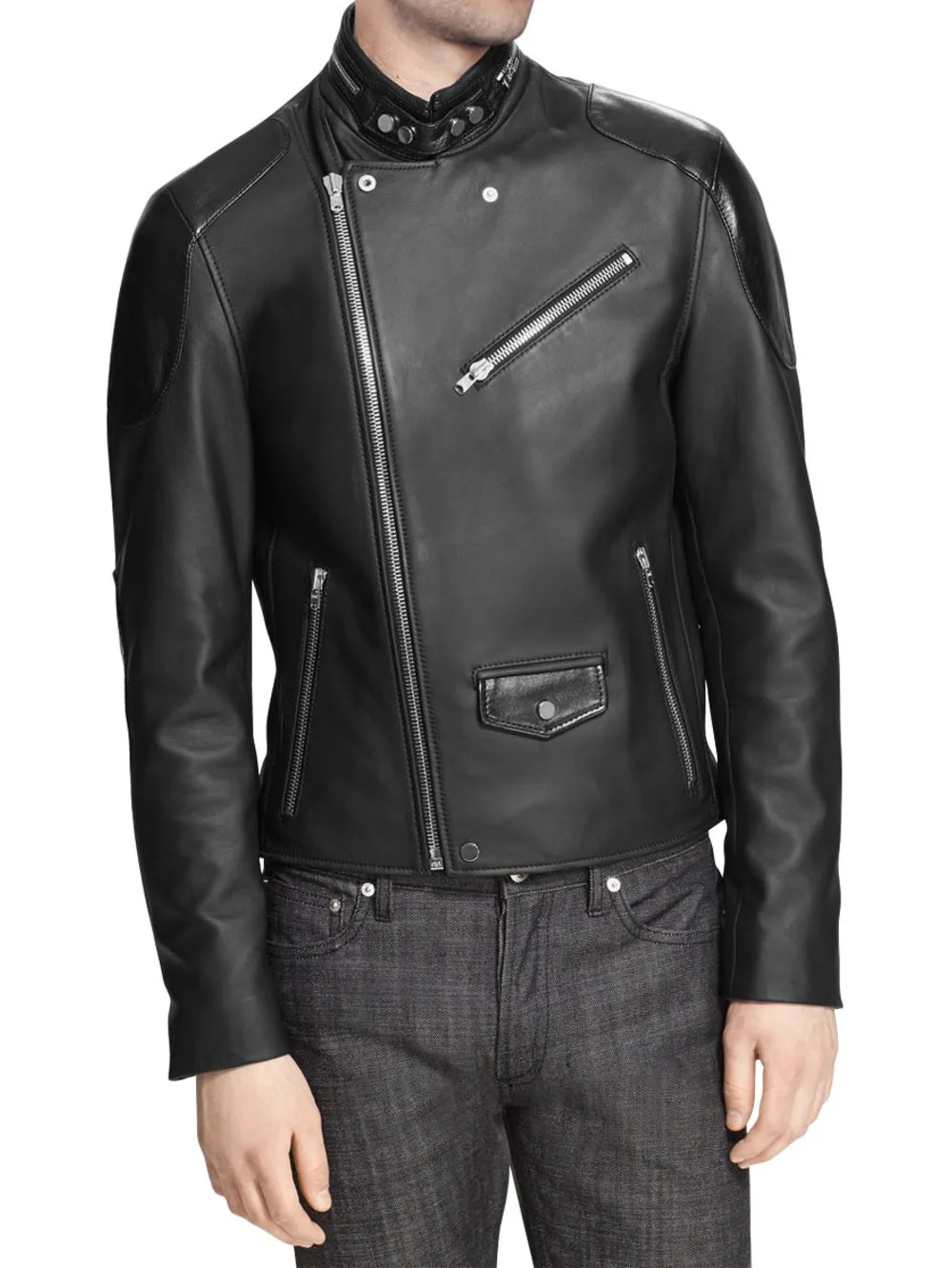 Suave Cropped Moto Leather Jacket