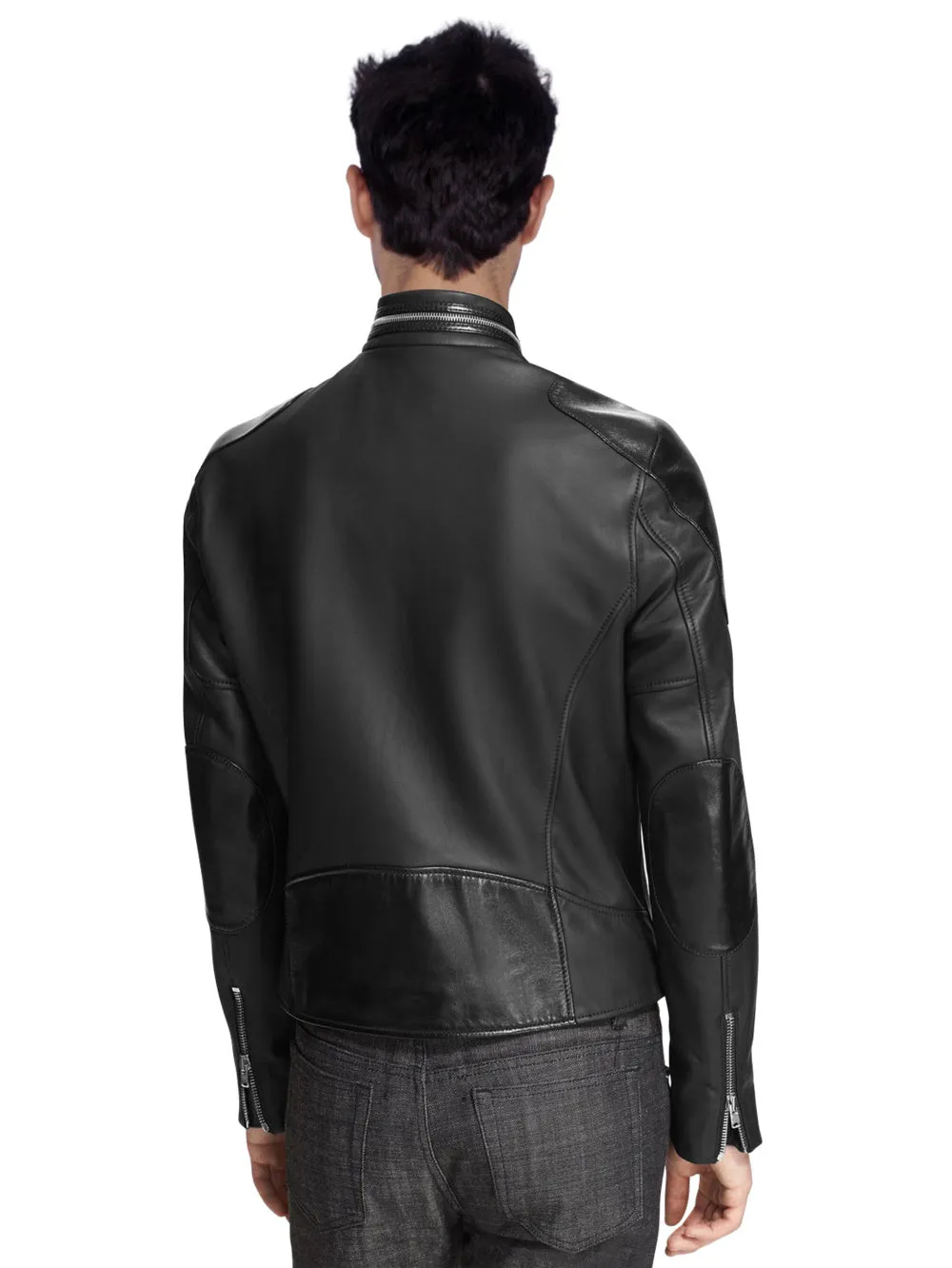 Suave Cropped Moto Leather Jacket