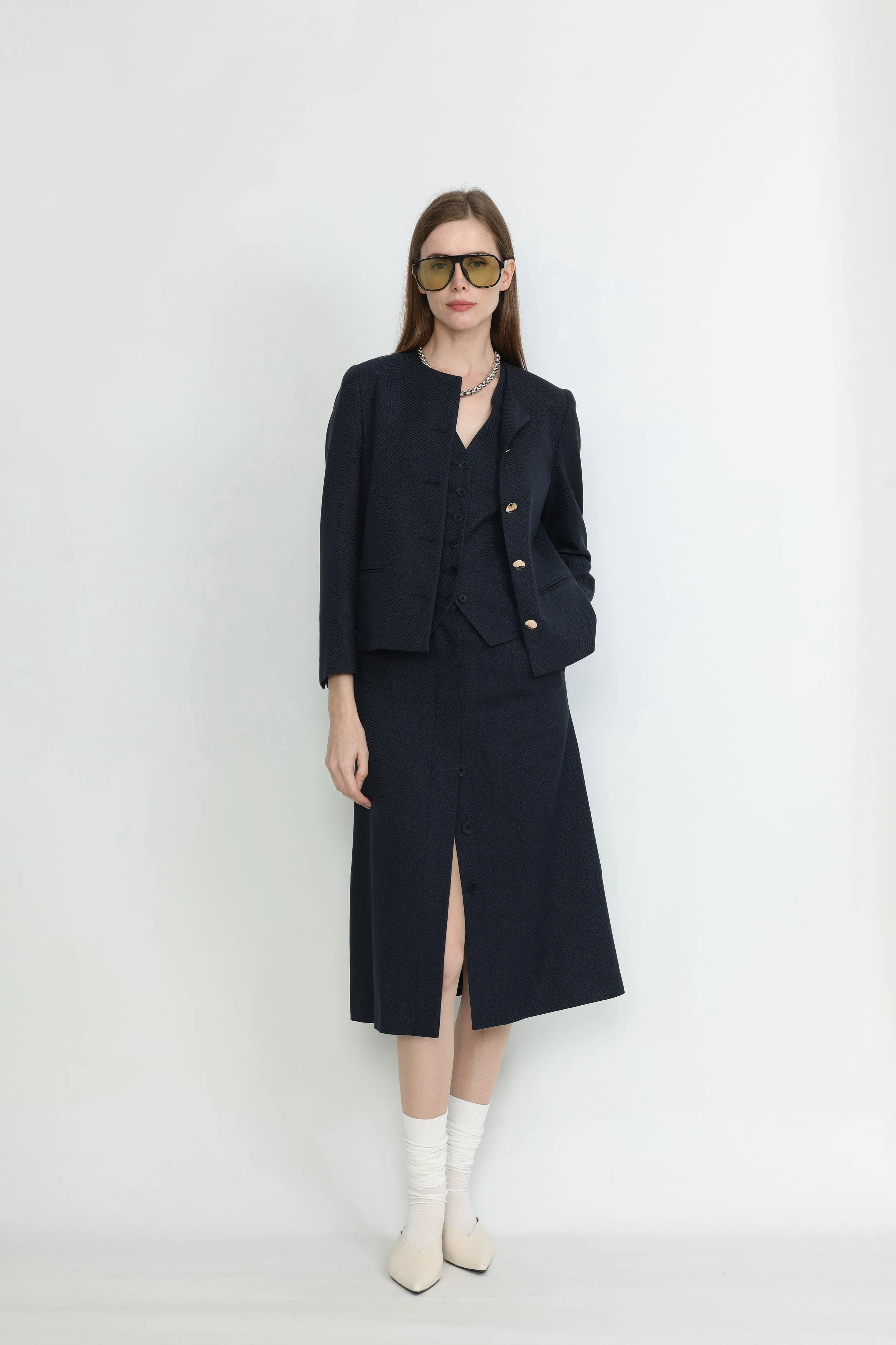 Sunshine Coast Cropped Jacket in Dark Navy