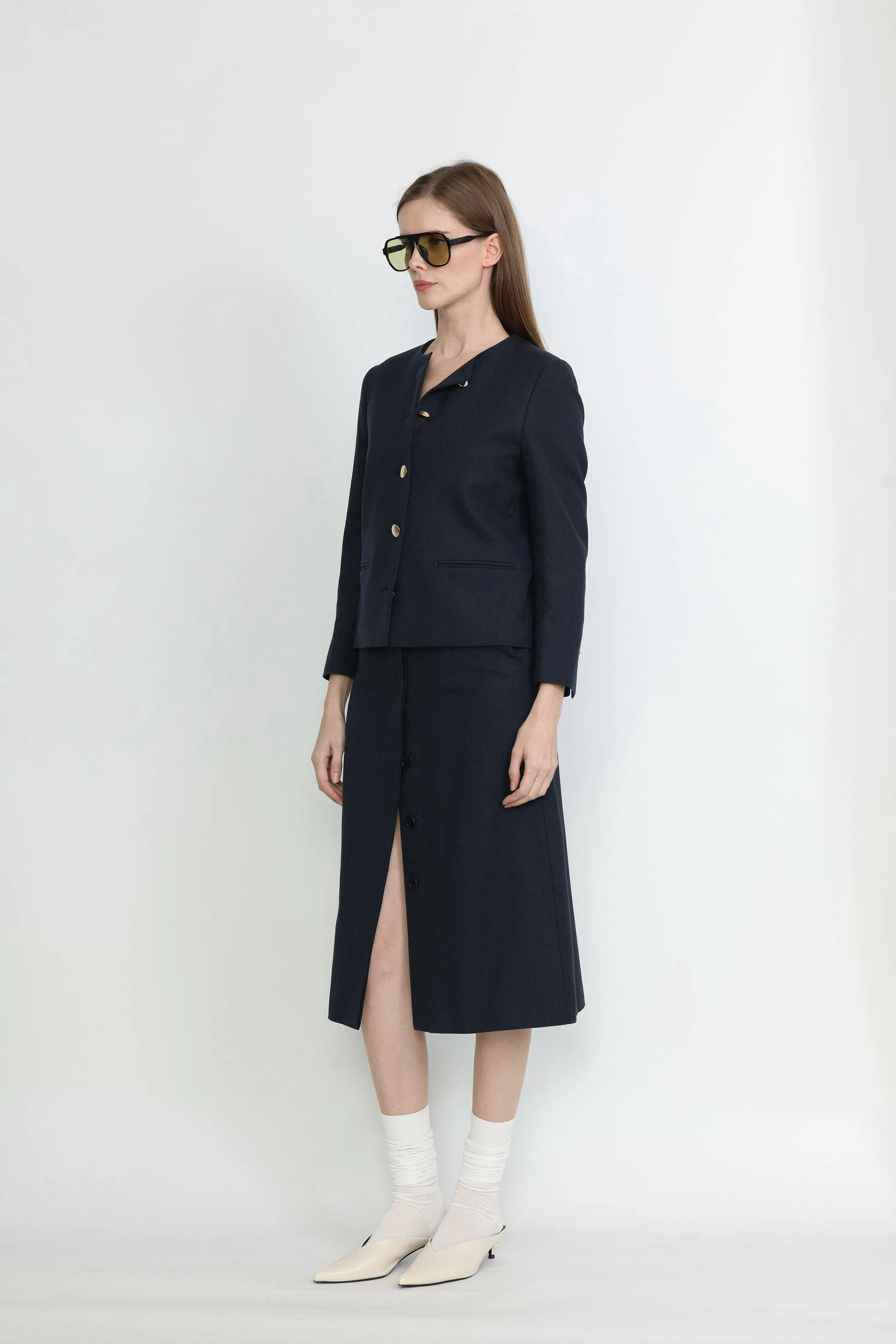 Sunshine Coast Cropped Jacket in Dark Navy