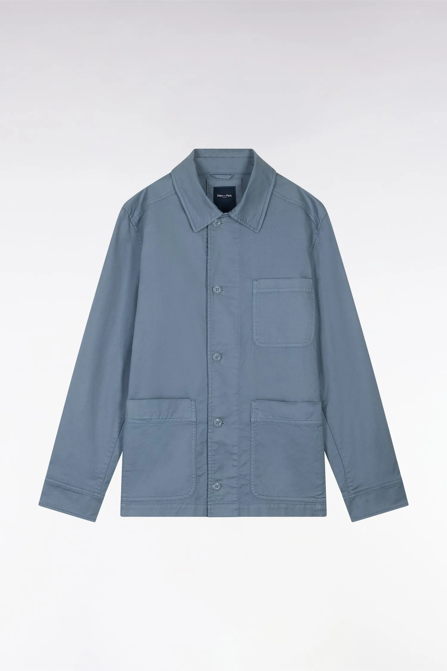 Surchemise à poches plaquées en coton stretch gris