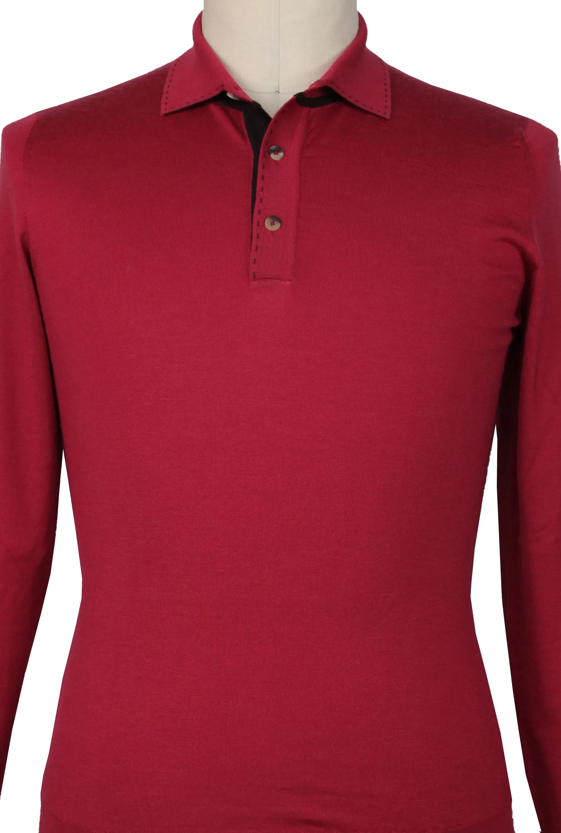 Svevo Parma Red 1/4 Button Polo Sweater