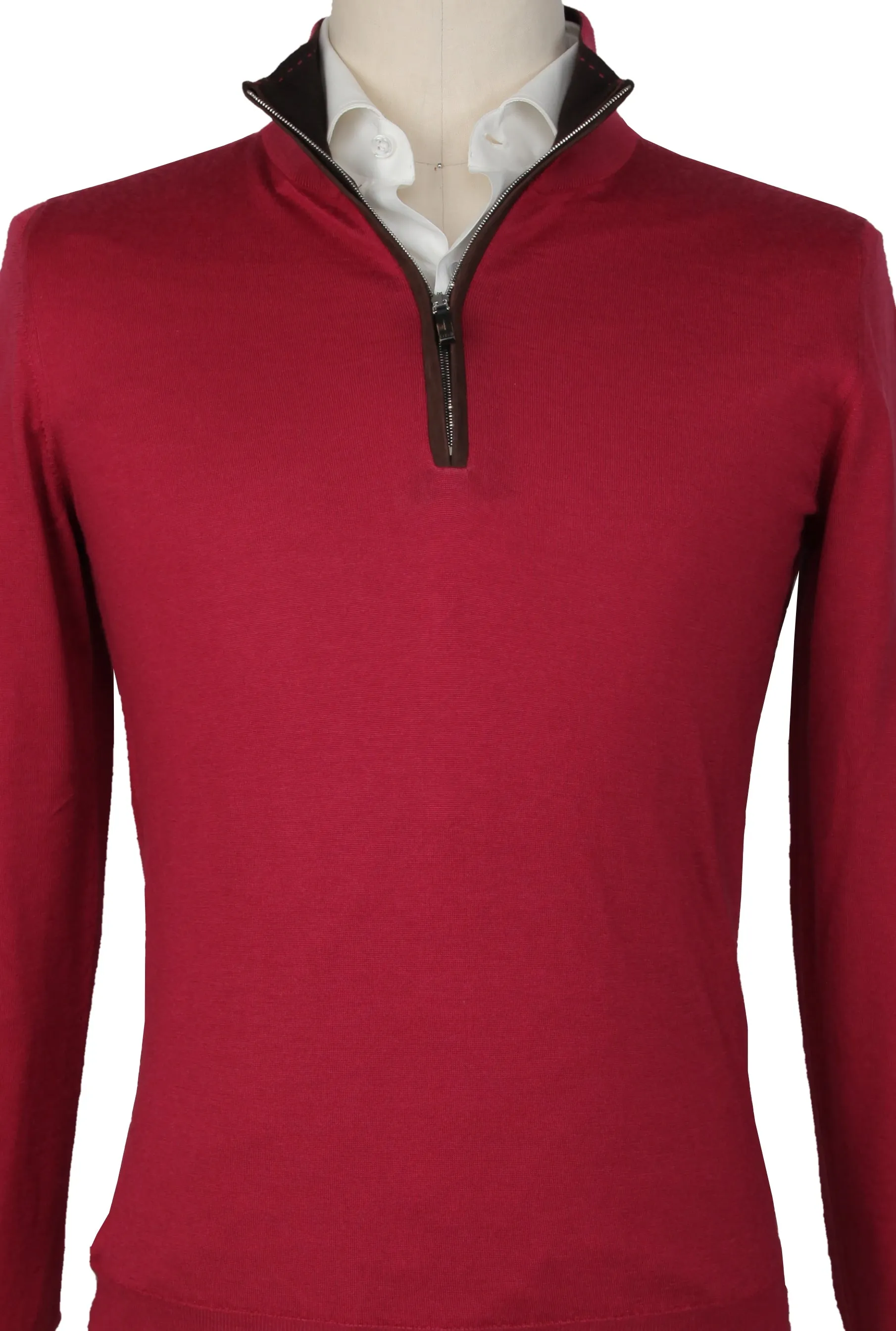 Svevo Parma Red 1/4 Zip Sweater