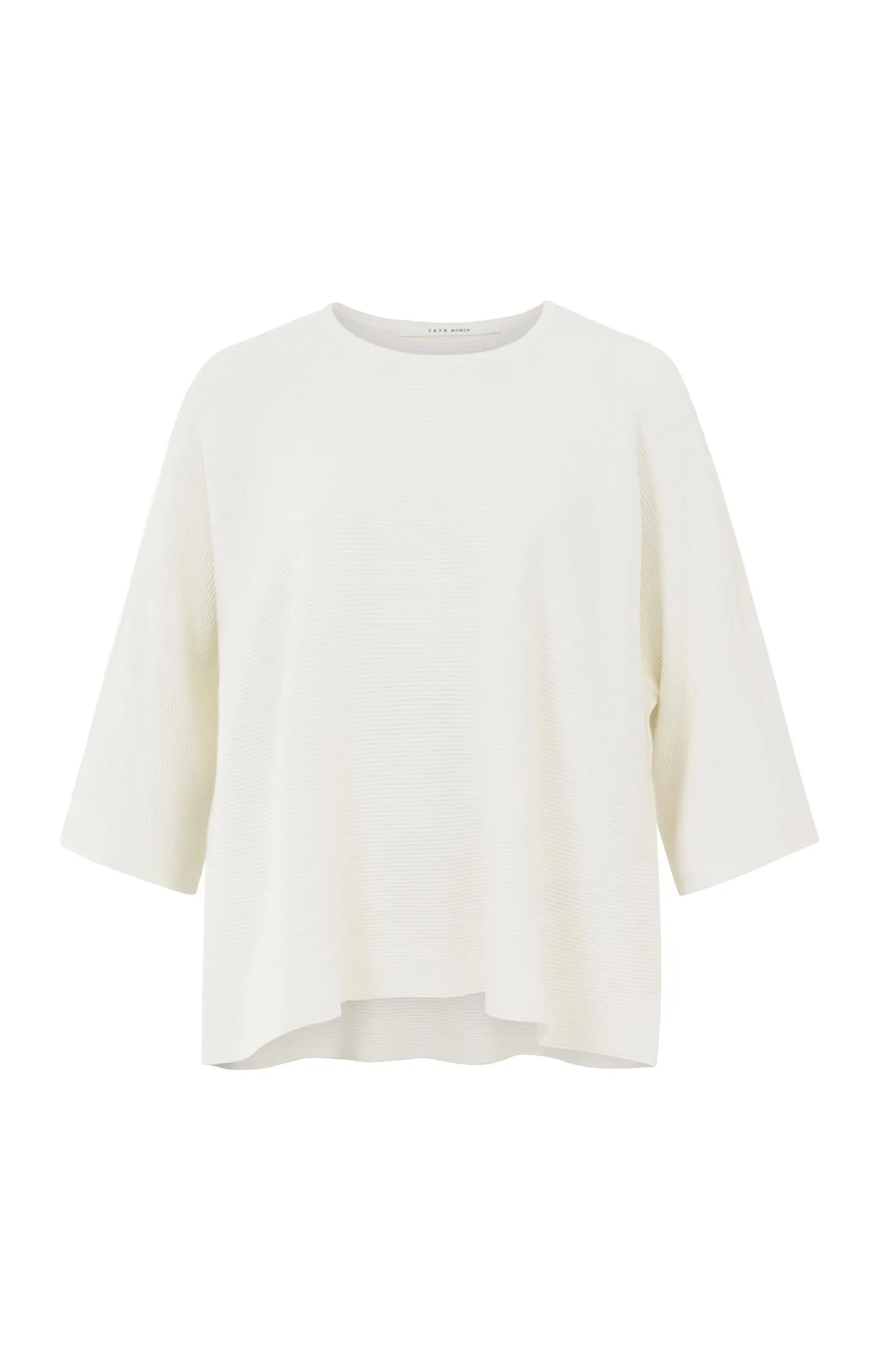 Sweater with round neck, long sleeves and rib stitch pattern