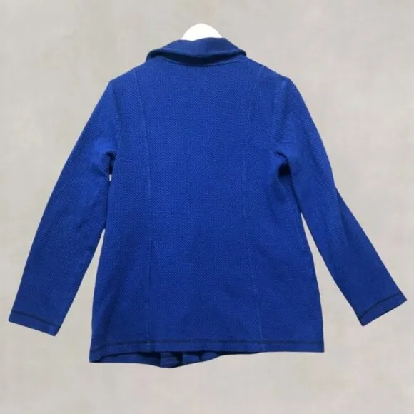 Talbots Jacket Shawl Collar Seaming Detail Half Zip Moto Style Blue Petite Large