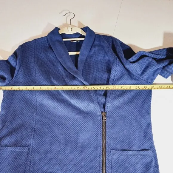 Talbots Jacket Shawl Collar Seaming Detail Half Zip Moto Style Blue Petite Large