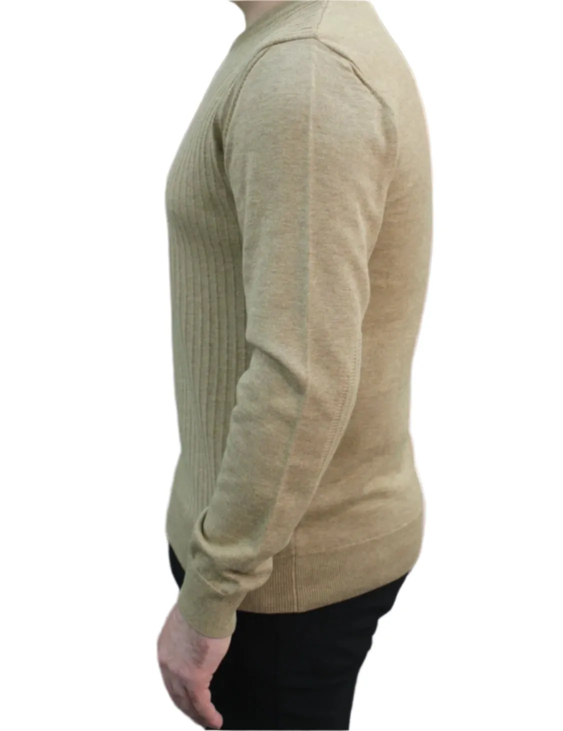 Tan - Crew Neck - Wool-   Essential  Sweater