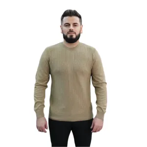 Tan - Crew Neck - Wool-   Essential  Sweater