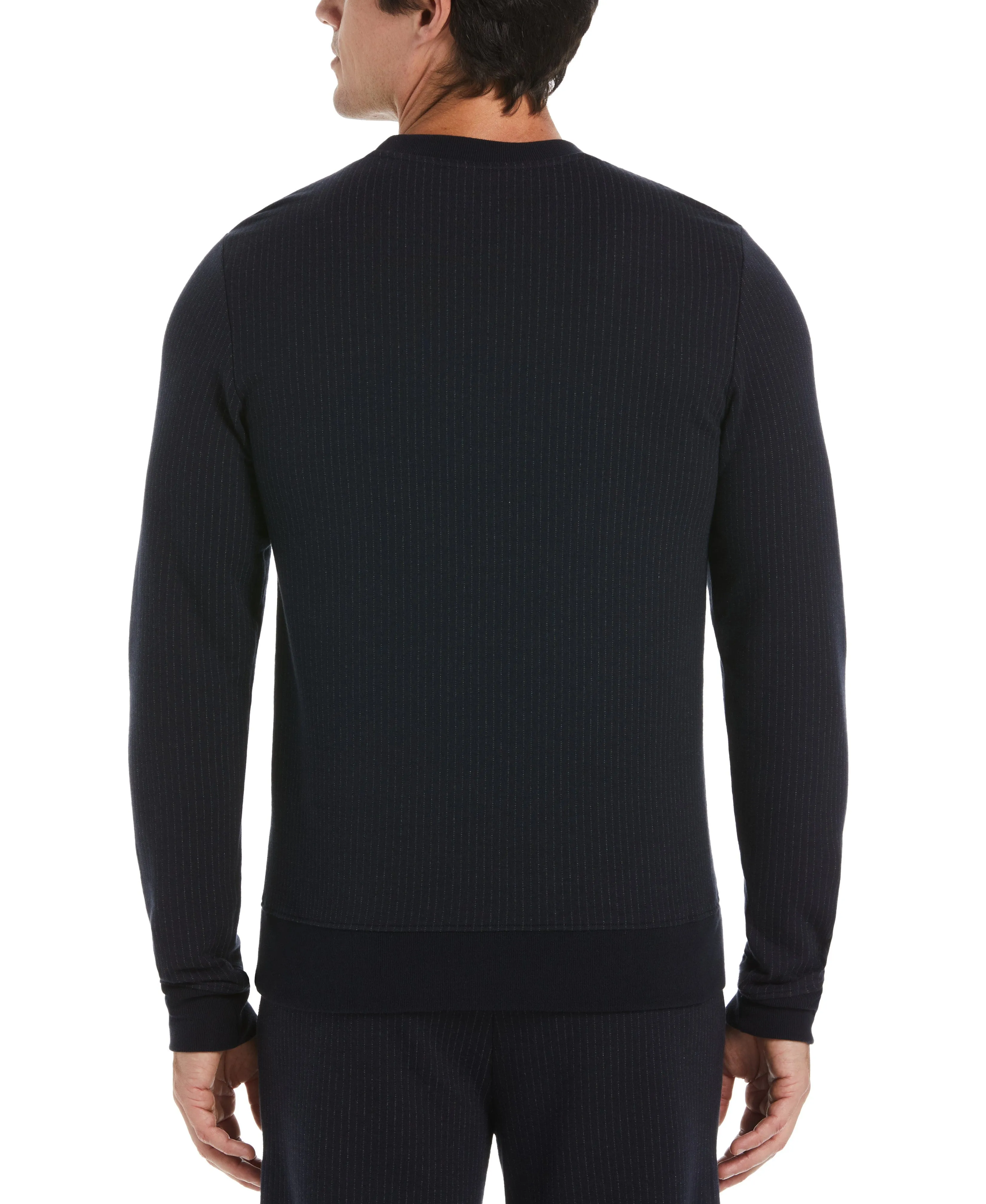 Tech Knit Pinstripe Crew Neck Sweater