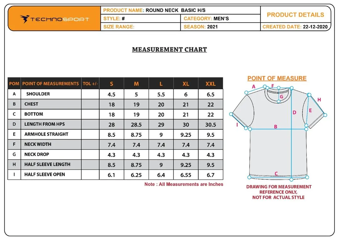 TechnoSport Crew Neck Half Sleeve Dry Fit T Shirt for Men OR-60 (Royal Blue)