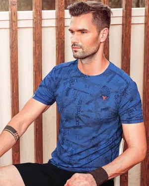 TechnoSport Crew Neck Half Sleeve Dry Fit T Shirt for Men OR-60 (Royal Blue)