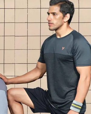 TechnoSport Crew Neck Half Sleeve Dry Fit T Shirt for Men P-516 (Dark Grey)