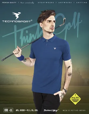 TechnoSport Polo Neck Half Sleeve Dry Fit T Shirt for Men OR-11 (Ultramarine)