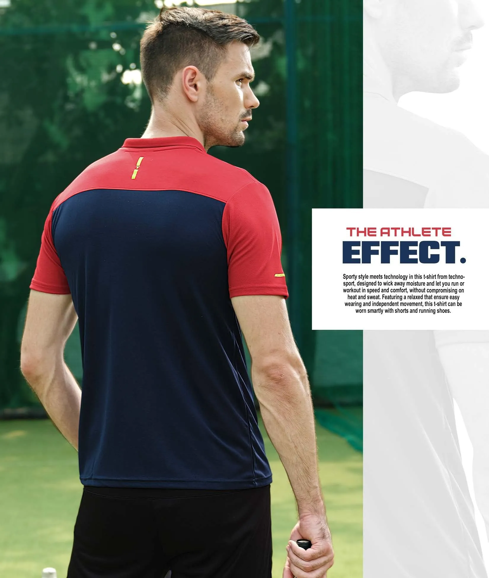 TechnoSport Polo Neck Half Sleeve Dry Fit T Shirt for Men OR-13 (Navy Blue)