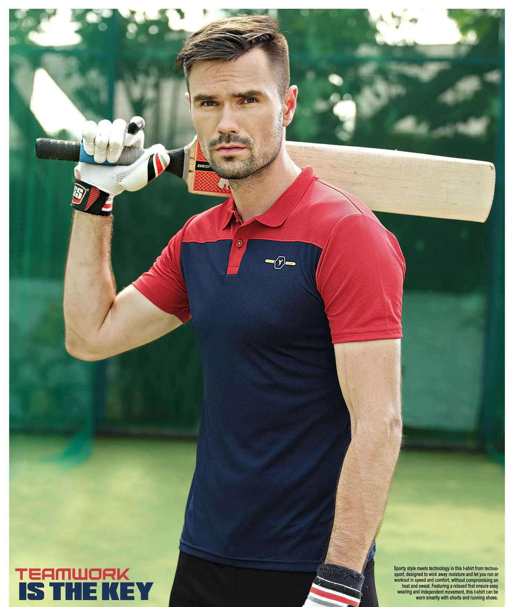 TechnoSport Polo Neck Half Sleeve Dry Fit T Shirt for Men OR-13 (Navy Blue)