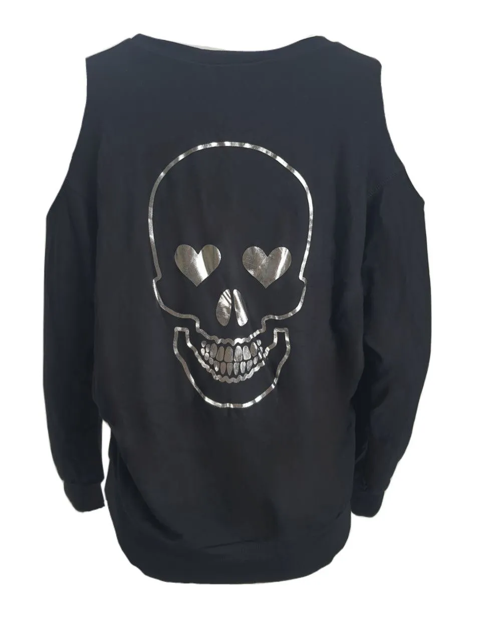 TEREZ Women's Black Skull Heart Sweatshirt #23528304 NWT