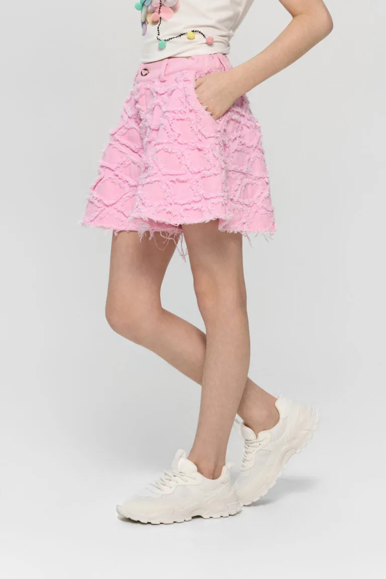 Textured Denim Shorts