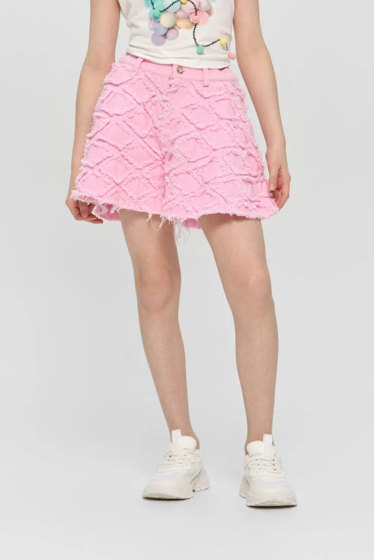 Textured Denim Shorts